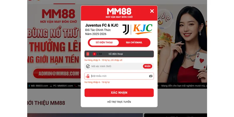 Lấy lại mật khẩu MM88 qua email và số điện thoại – Hỗ trợ khôi phục tài khoản 24/7.