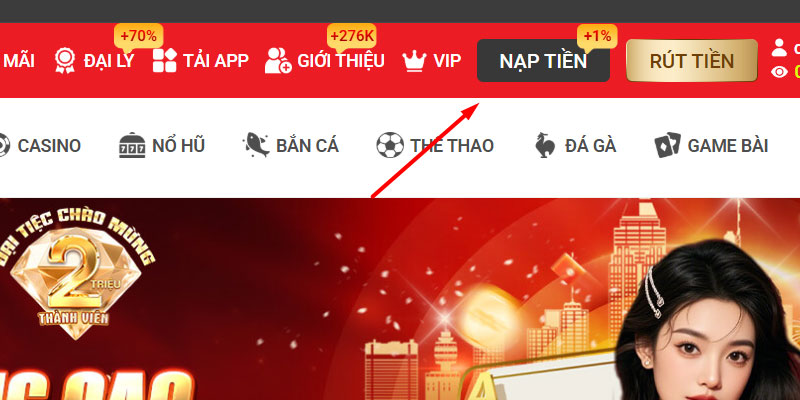 Nạp tiền MM88 | Các Phương Thức hiệu quả và an toàn nhất 11 Chọn mục nạp tiền phía trên góc phải trang MM88